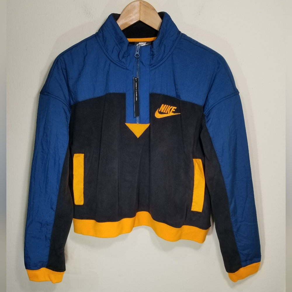 Women's Nike Sportswear 1/4 Zip Fleece Jacket Cropped Size Medium, Large